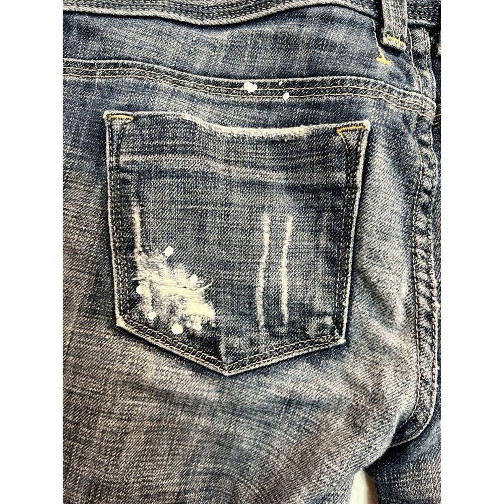 Bebe Premium Denim USA Paint Splatter Distressed Flare Jeans 29 Y2K - Picture 10 of 13